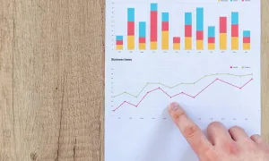 a hand point at a graph
