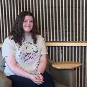 Photo of Mia talking during the Q&A