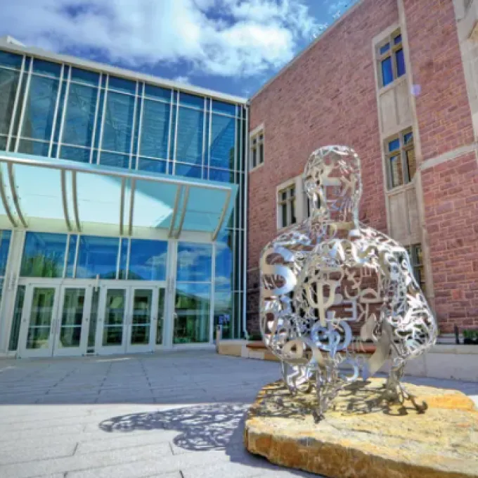 Statue in front of the Olin School of Business building